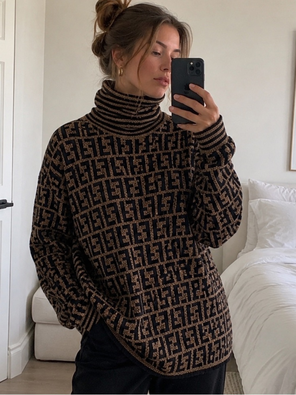Authentic Fendi vintage Zucca monogram turtleneck sweater